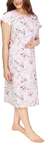 NY Threads Hospital Gown, Soft and Stylish Patient Gown (Small-Medium, White Rose - Pink)