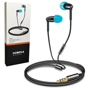 dcmeka wired earbuds with microphone, noise isolating in-ear headphones, wired earphones with deep bass, high definition, compatible with ipod, ipad, mp3, phones and laptops with 3.5mm jack (black)