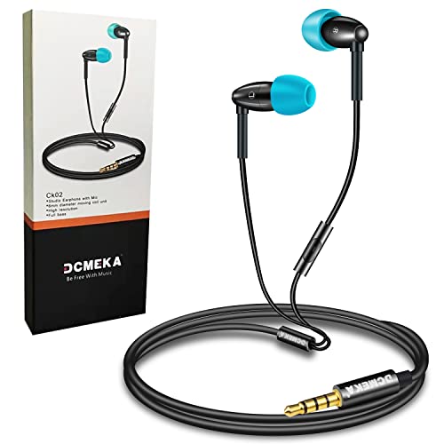 DCMEKA Wired Earbuds with Microphone, Noise Isolating in-Ear Headphones, Wired Earphones with Deep Bass, High Definition, Compatible with iPod, iPad, MP3, Phones and Laptops with 3.5mm Jack (Black)