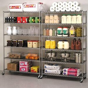 Dkelincs 6 Tier Wire Shelving Unit with Wheels 48" X 18" X 76" Metal Storage Shelves Height Adjustable NSF Heavy Duty Commercial Grade Garage Shelf Rack for Kitchen Basement Restaurant，Chrome