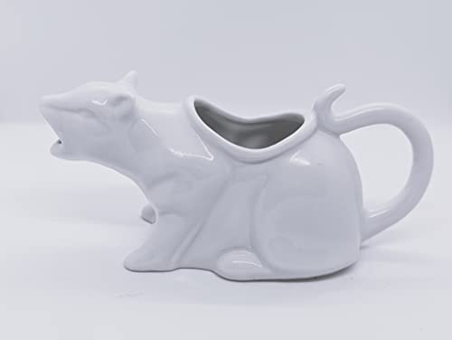 Kitcheness Puking Cat Gravy Bowl, funny kitty gravy boat, cat puking gravy boat, porcelain cat gravy boat, barfing cat shaped novelty gravy boat thanksgiving, christmas gravy boat (White)