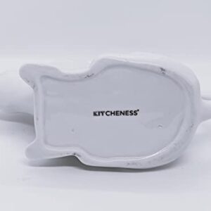 Kitcheness Puking Cat Gravy Bowl, funny kitty gravy boat, cat puking gravy boat, porcelain cat gravy boat, barfing cat shaped novelty gravy boat thanksgiving, christmas gravy boat (White)