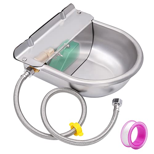 Stainless Steel Automatic Livestock Waterer Dog Water Bowl Feeder Water Dispenser Outdoor Horse Watering Trough Animal Drinking Tank for Dog Cow Cattle Horse Goat Pig Chicken Donkey