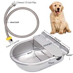 Stainless Steel Automatic Livestock Waterer Dog Water Bowl Feeder Water Dispenser Outdoor Horse Watering Trough Animal Drinking Tank for Dog Cow Cattle Horse Goat Pig Chicken Donkey