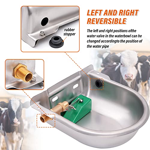 Stainless Steel Automatic Livestock Waterer Dog Water Bowl Feeder Water Dispenser Outdoor Horse Watering Trough Animal Drinking Tank for Dog Cow Cattle Horse Goat Pig Chicken Donkey