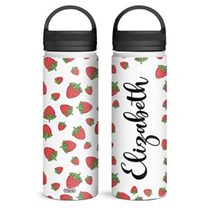 winorax personalized strawberry water bottle strawberry cute pattern design insulated stainless steel 12oz 18oz 32oz travel sport bottles birthday christmas back to school gifts for kids baby girl