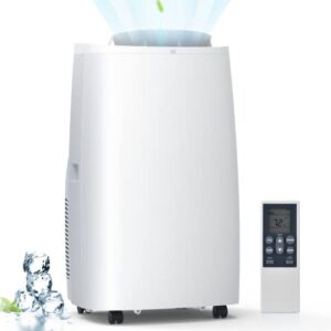 portable air conditioner - rintuf 2022 14000 btu portable ac unit, cools rooms up to 700 sq.ft, also as dehumidifier & fan, with 24h timer remote control window kit exhaust hose for home living rooms bedroom