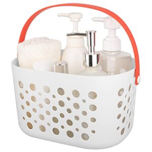 portable shower caddy basket with handle plastic storage tote cleaning supplies organizer bin for bathroom kitchen dorm room bedroom, white