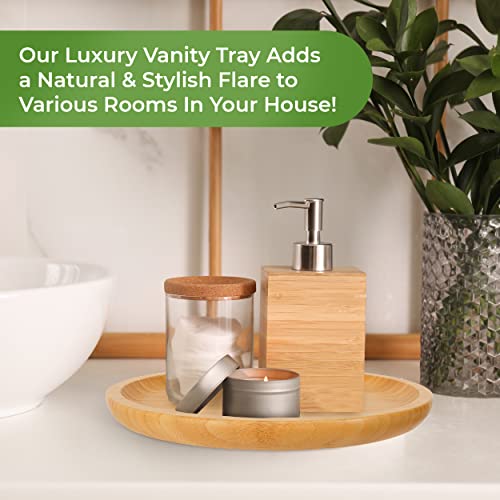 Bathroom Vanity Tray, Bamboo Vanity Tray, Waterproof and Sturdy Round Vanity Trays for Bathroom, Multifunctional Decorative Trays, Versatile to Use in The Kitchen, Bedroom, or Living Room