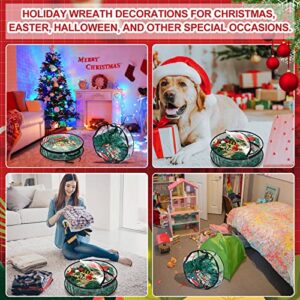 Zhengmy 30'' 24'' Christmas Wreath Storage Container - 4 Pack Clear Xmas Bags with Handle and Dual Zipper Plastic Decorative Protector for Seasonal Holiday Garland (Black)