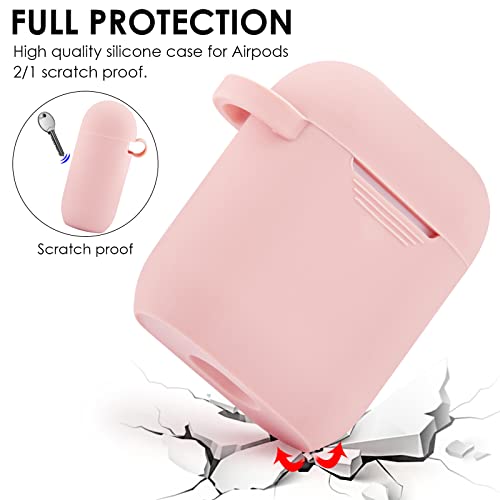 Filoto Airpods Case, Cute Apple Airpod 2nd 1st Generation Cover for Women Girls, Silicone Protective Airpods 2/1 Case with Bling Bracelet Keychain (Bling Pink)