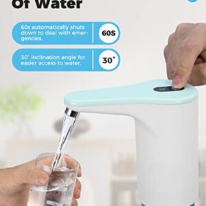 Water Dispenser for 5 Gallon Bottle, Portable Electric Water Pump for 2-5 Gal Drinking Water Jug, with Rechargeable 1200mAh Battery for Camping, Kitchen, Home, Office, RV Travel