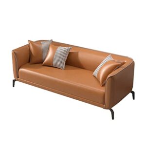 Sofa Couch Modern Living Room Sofa with Throw Pillows Composite Leather Breathable Fabric Sofa Couch Metal Support Feet High Rebound Sponge Cushions for Living Room Office