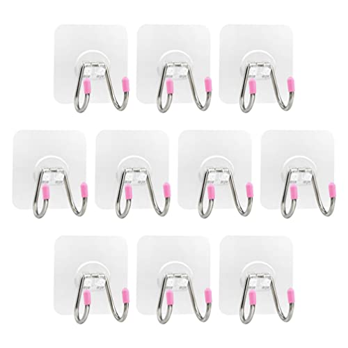 LIFKOME Wall Hooks for Hanging Heavy Duty Self Adhesive Hooks Waterproof Transparent Hooks Large Adhesive Hooks Sticky Wall Hooks Rustproof Stainless Steel Nail- Free Wall Hooks for Organization