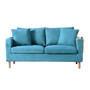 sofa couch loveseat sofa chair cotton and linen fabric 2-seater sofa modern decor furniture love seat couch with 2 throw pillows for living room bedroom office and small space