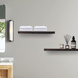 1 Pack 36" Solid Cedar Wood Floating Shelves, Brushed Finish, Wall Mounted for Home Living Room Bathroom