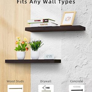 1 Pack 36" Solid Cedar Wood Floating Shelves, Brushed Finish, Wall Mounted for Home Living Room Bathroom