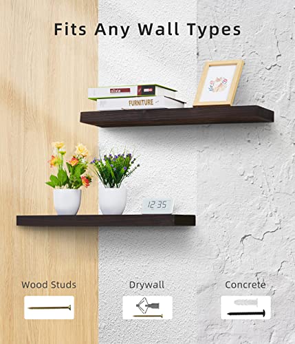 1 Pack 36" Solid Cedar Wood Floating Shelves, Brushed Finish, Wall Mounted for Home Living Room Bathroom