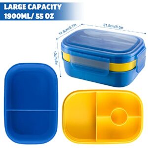 Landmore Bento Box Adult Lunch Box, 3 Stackable Bento Lunch Containers for Adults/Kids, 3 Layers All-in-One Bento Box with Utensil Set, Leak-Proof Bento Box for Dining Out, Work, Picnic, School