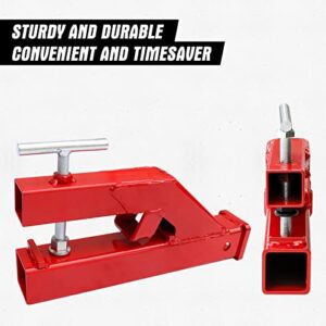 AIWARGOD Clamp On Trailer Hitch Receiver Bucket Hitch for Tractor 2" Ball Mount Adapter Compatible with Deere Bobcat Bucket, Red