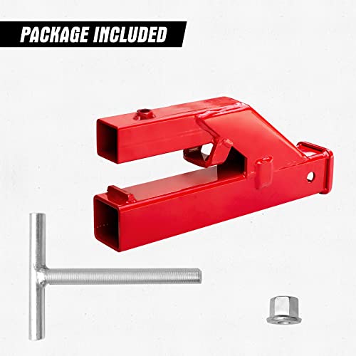 AIWARGOD Clamp On Trailer Hitch Receiver Bucket Hitch for Tractor 2" Ball Mount Adapter Compatible with Deere Bobcat Bucket, Red