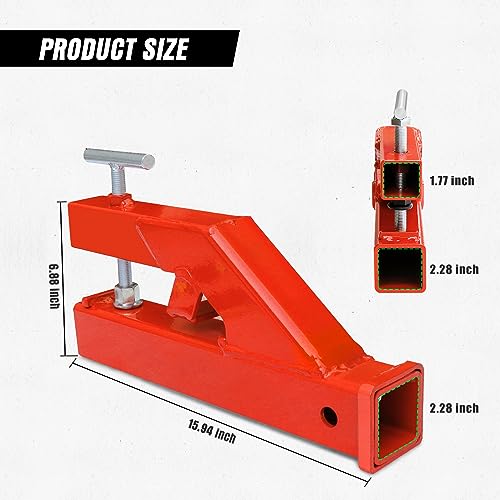 AIWARGOD Clamp On Trailer Hitch Receiver Bucket Hitch for Tractor 2" Ball Mount Adapter Compatible with Deere Bobcat Bucket, Red