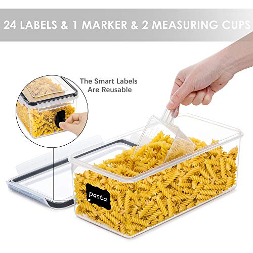 Vtopmart 4PCS 3.2L Airtight Food Storage Containers with Lids and 4 PCS 1.9L BPA Free Plastic Spaghetti Containers with Easy Lock Lids
