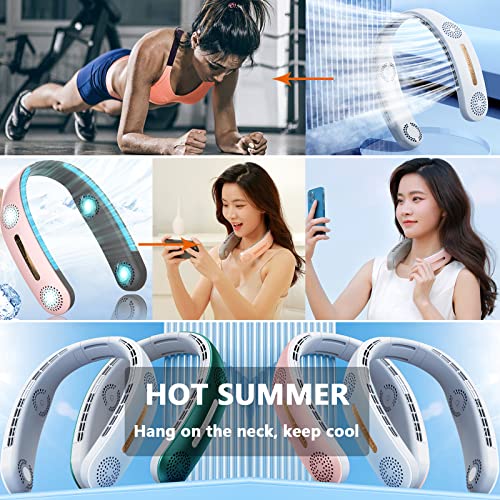 Neck fan, portable neck fan, 2 switches control 4 fans, 6000mAh portable fan, neck air conditioner USB charging, suitable for outdoor, study, work and other places, bladeless neck fan is very safe