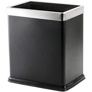 coloch 9.5l metal trash can with removable bag holder, 2.5 gallon black stainless steel garbage container bin open top wastebasket for bathroom, kitchen, office, hotel, home use, 9 x 6.2x 10 inch
