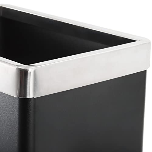 Coloch 9.5L Metal Trash Can with Removable Bag Holder, 2.5 Gallon Black Stainless Steel Garbage Container Bin Open Top Wastebasket for Bathroom, Kitchen, Office, Hotel, Home Use, 9 x 6.2X 10 Inch