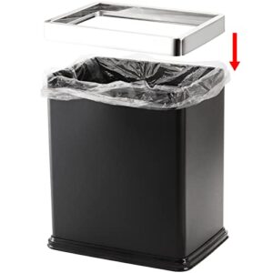 Coloch 9.5L Metal Trash Can with Removable Bag Holder, 2.5 Gallon Black Stainless Steel Garbage Container Bin Open Top Wastebasket for Bathroom, Kitchen, Office, Hotel, Home Use, 9 x 6.2X 10 Inch