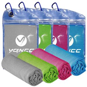 YQXCC 4 Pack Cooling Towel (40"x12") Cool Cold Towel for Neck, Microfiber Ice Towel, Soft Breathable Chilly Towel for Yoga, Golf, Gym, Camping, Running, Workout & More Activities