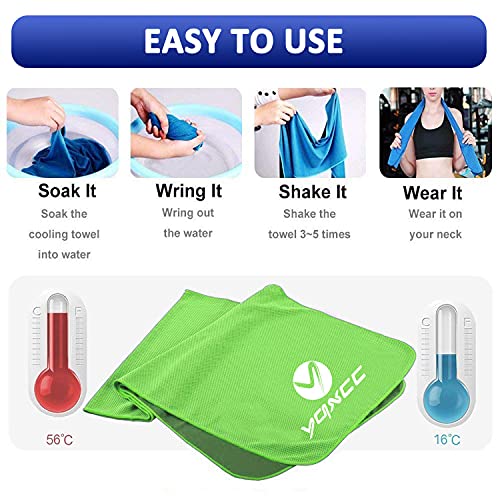 YQXCC 4 Pack Cooling Towel (40"x12") Cool Cold Towel for Neck, Microfiber Ice Towel, Soft Breathable Chilly Towel for Yoga, Golf, Gym, Camping, Running, Workout & More Activities