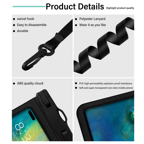 Waterproof Phone Pouch Floating [2 Pack][7"], Waterproof Phone Case with Neck Lanyard for iPhone 13 12 11 Pro Max XS XR Galaxy S22/21/20 Plus Note 10/9, Pixel 4 XL, Black+Green