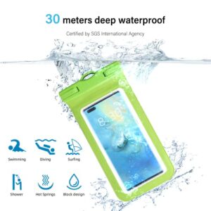 Waterproof Phone Pouch Floating [2 Pack][7"], Waterproof Phone Case with Neck Lanyard for iPhone 13 12 11 Pro Max XS XR Galaxy S22/21/20 Plus Note 10/9, Pixel 4 XL, Black+Green