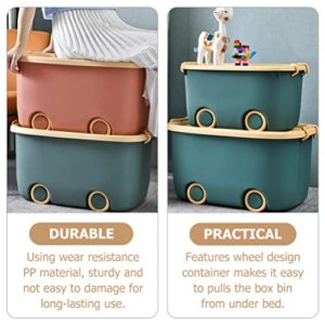 LIFKOME Stackable Toy Storage Box with Wheels Rolling Storage Box with Snap Lid Handle& Latches Wheeled Storage Durable and Reusable Storage Bins with Latching Lids