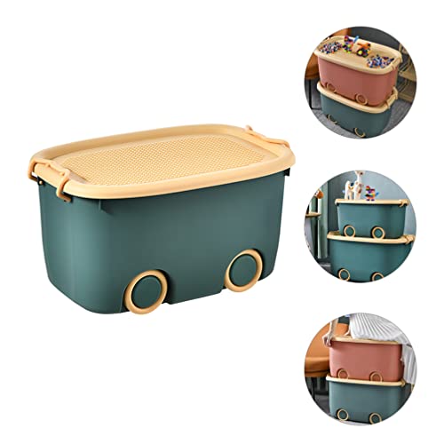 LIFKOME Stackable Toy Storage Box with Wheels Rolling Storage Box with Snap Lid Handle& Latches Wheeled Storage Durable and Reusable Storage Bins with Latching Lids