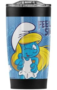 logovision the smurfs smurfette floral feeling smurfy stainless steel 20 oz travel tumbler, vacuum insulated & double wall with leakproof sliding lid beverages