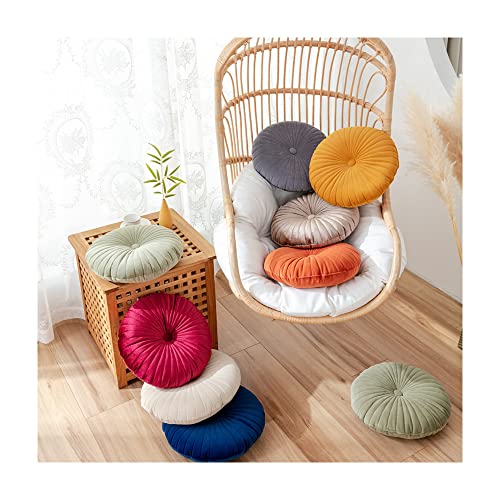 Baiyuruodie Round Throw Pillow, Velvet Material, for Sofa Living Room Decoration (38cm, Green)