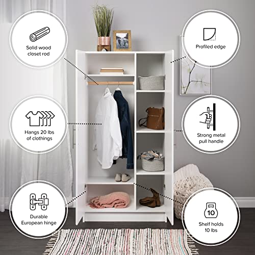 Prepac Elite Wardrobe with Storage, White