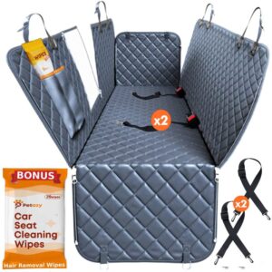 dog car seat cover for back seat | waterproof scratch proof back seat cover for dogs | pet hammock car cover with mesh window | nonslip heavy duty dog seat covers for cars trucks suv