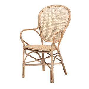 baxton studio lalaine dining chair, one size, natural brown