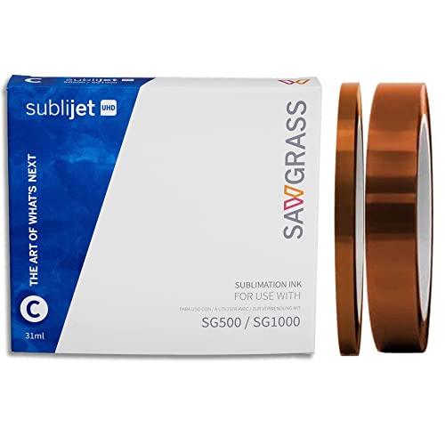 Sawgrass SubliJet UHD Sublimation Ink SG500 & SG1000 - Cyan (31ml) and 2 Rolls of ProSub Heat Resistant Tape