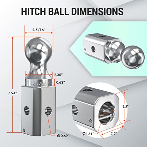 LATCH.IT Replacement Gooseneck Ball Hitch | 2-5/16” Gooseneck Tow-Hitch Ball | 30,000lbs Load Capacity | Ball Gooseneck Replacement Compatible with B&W Trailer Hitches Part Number GNXA2000