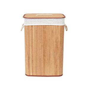 compactor folding laundry basket (rectangular) | blanket basket | laundry basket with lid | foldable laundry basket | bamboo and polycotton | 17.71 x 13.77 x 23.62 inch