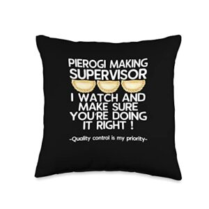 pierogi maker – polish pyrohy food funny gift maker – poland vareniki pyrogy pierogi lover throw pillow, 16x16, multicolor