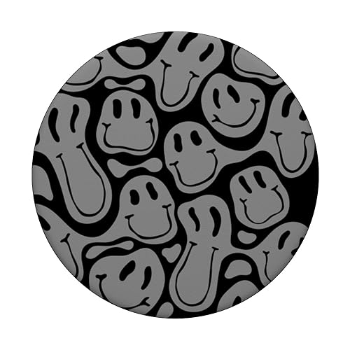 aesthetic gry pattern melting black liquid swirl smile face PopSockets Standard PopGrip