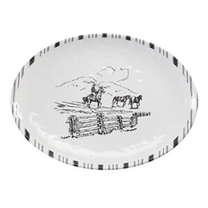 h hiend accents paseo road by | ranch life 1 piece melamine serving platter, black and white, western rustic cabin lodge farmhouse style dinnerware