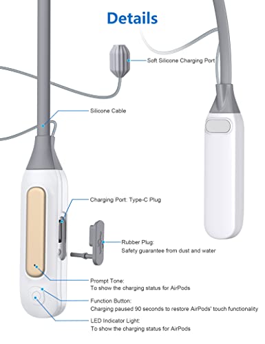 Abeautiu AirPods Portable Charger Compatible with AirPods 1/2/3/Pro Anti-Lost Strap Smart Power Supply AirPod Accessories Use While Charging, Not for New 2022 AirPods Pro 2. AirPods Not Included