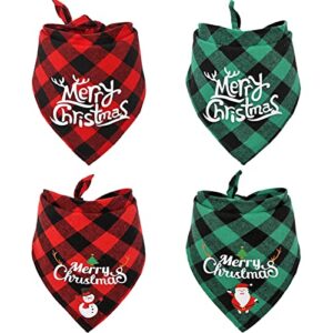 christmas dog plaid bandana triangle bib set scarf accessories for pet dogs cats